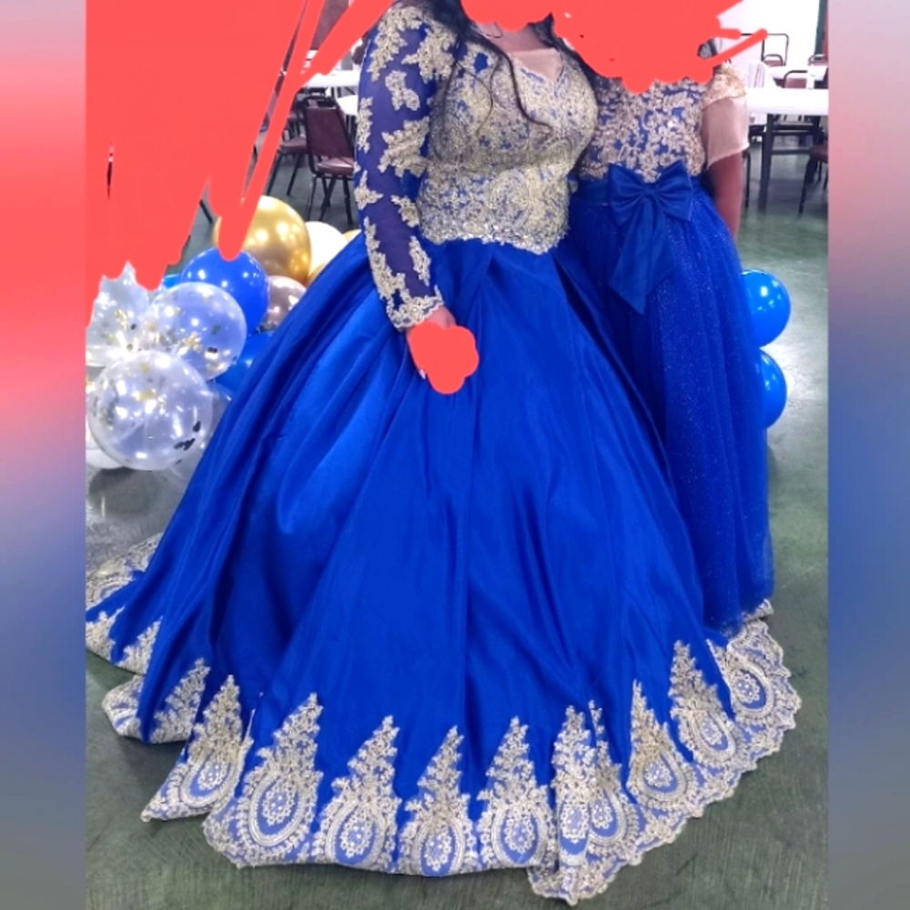 Royal Blue & Gold Quinceañera or Prom Dress